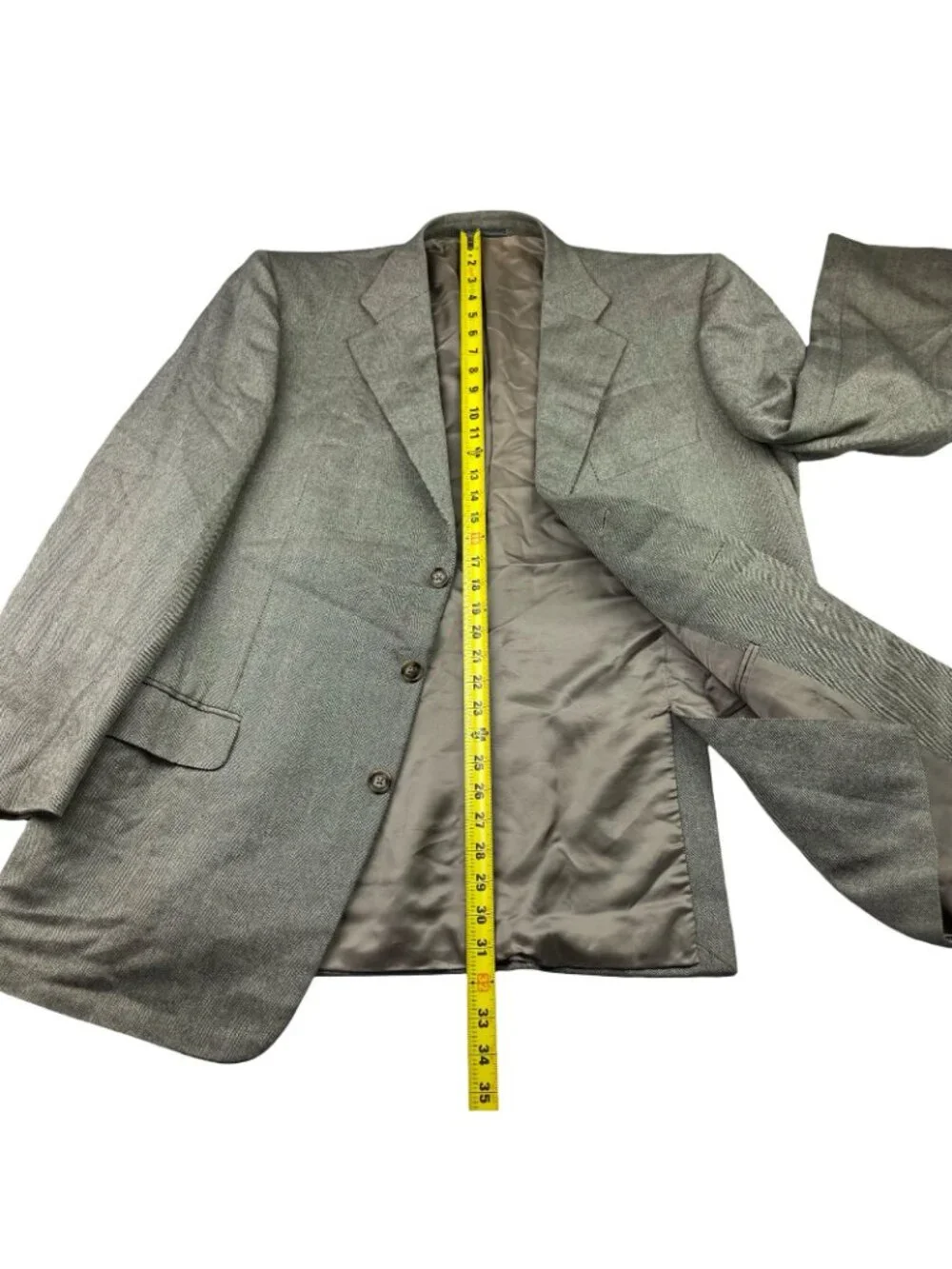 Ermenegildo Zegna Men's Silk/Wool 3-Button Blazer Beige Herringbone • 46R US